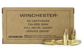 Winchester Service Grade 9MM 115GR FMJ 50RD Box #SG9W